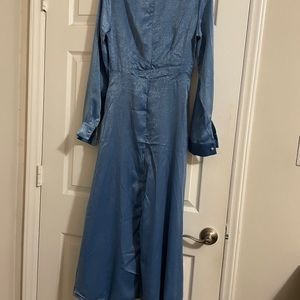 baby blue long sleeve spring summer dress
